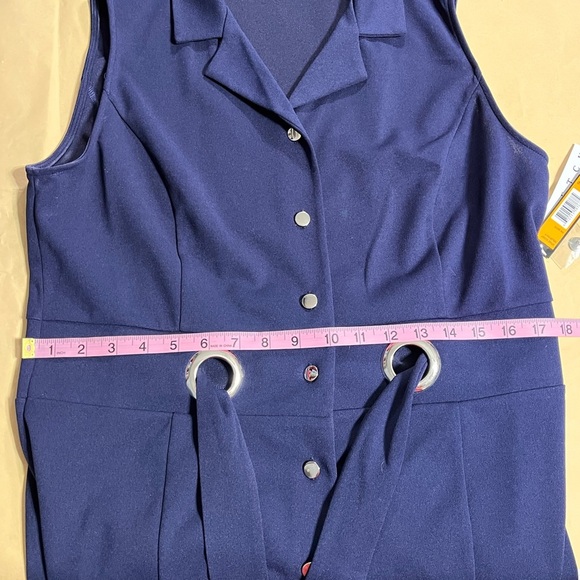NWTs Ile NewYork navy blue button front collared dress with stretch size 10 - Picture 10 of 11